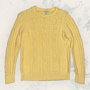 L.L. Bean Women’s Cable Knit Yellow Sweater Size Medium 298839